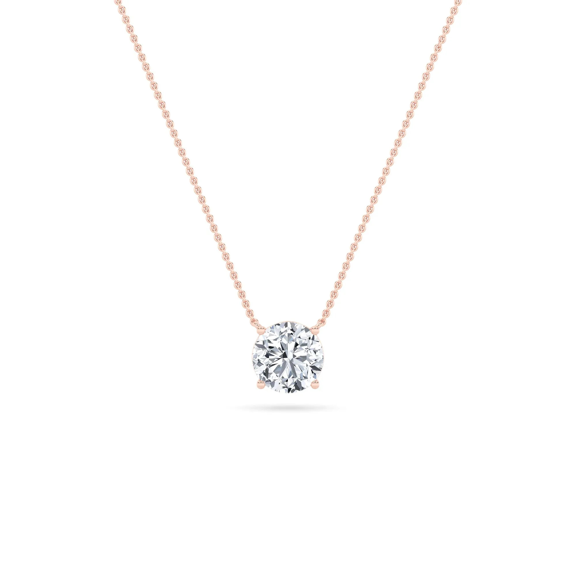 Round Lab Grown Diamond Prong 14k Rose Gold Solitaire Pendant Necklace sold by Zulily