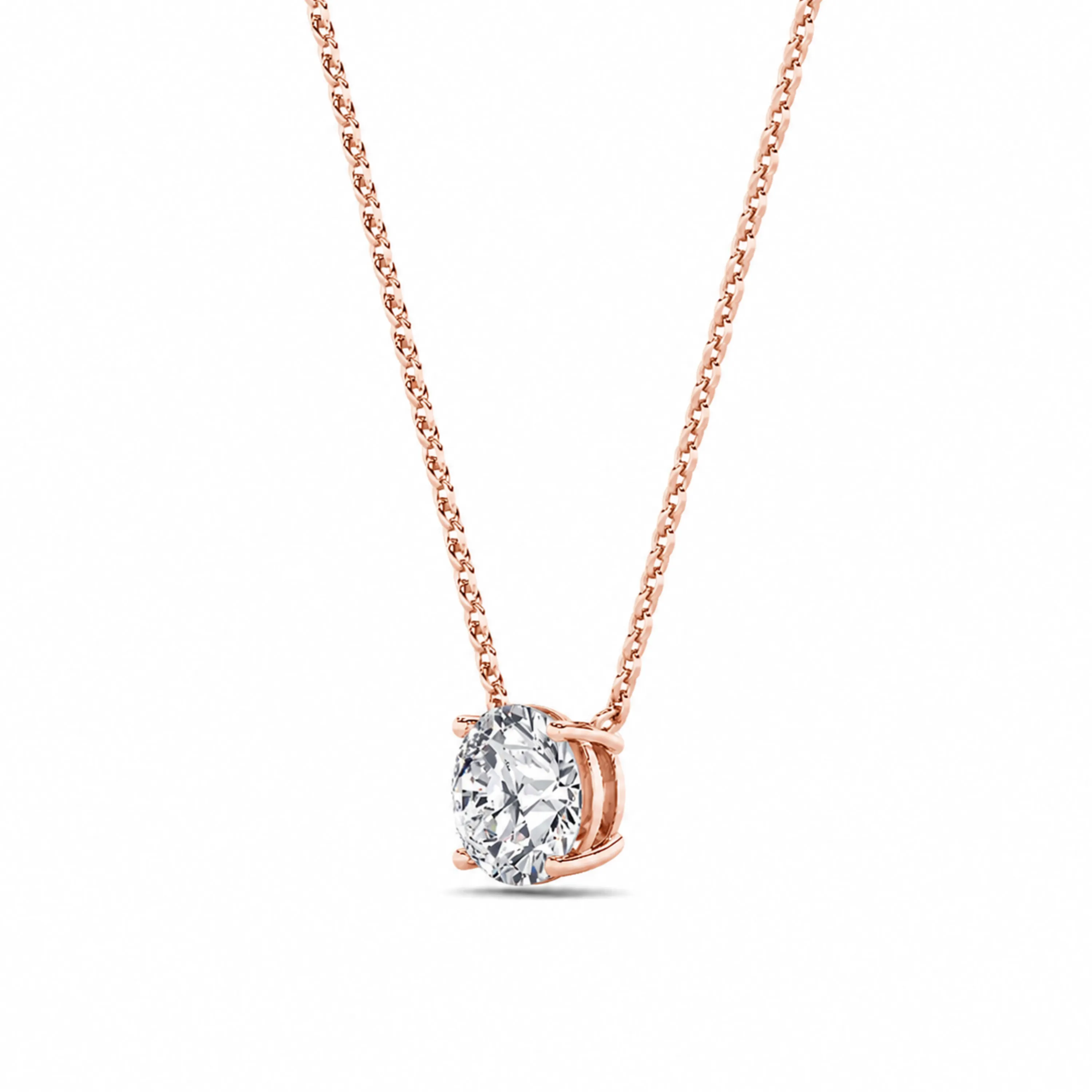 Round Lab Grown Diamond Prong 14k Rose Gold Solitaire Pendant Necklace sold by Zulily product image thumbnail 5