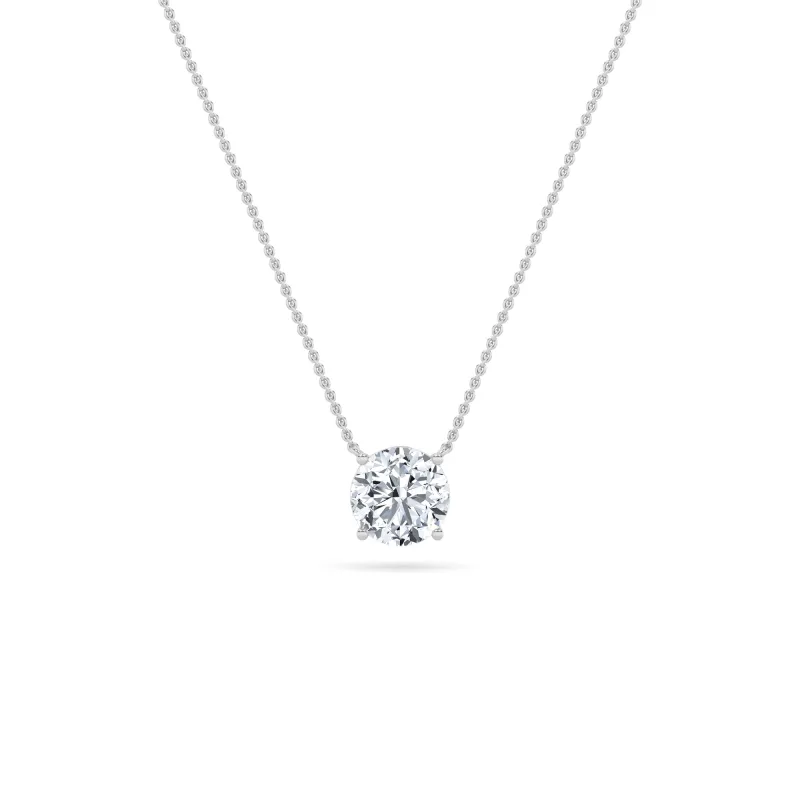 Round Lab Grown Diamond Prong 14k White Gold Solitaire Pendant Necklace made by Zulily