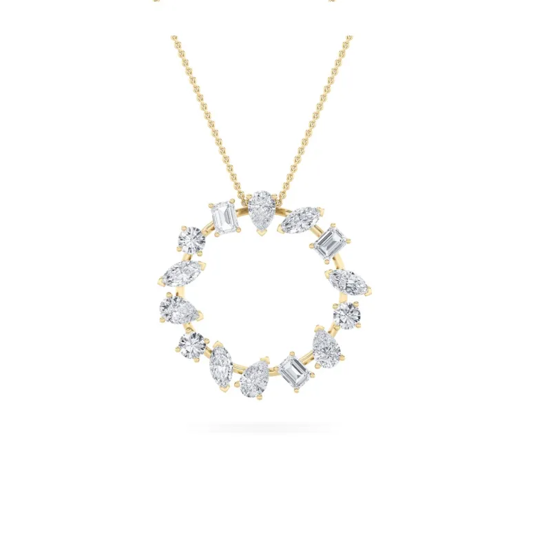 3.0 Ctw Multi-Shape (F/VS) Lab Grown Diamond Prong 14K Yellow Gold Open Circle Pendant Necklace made by Zulily