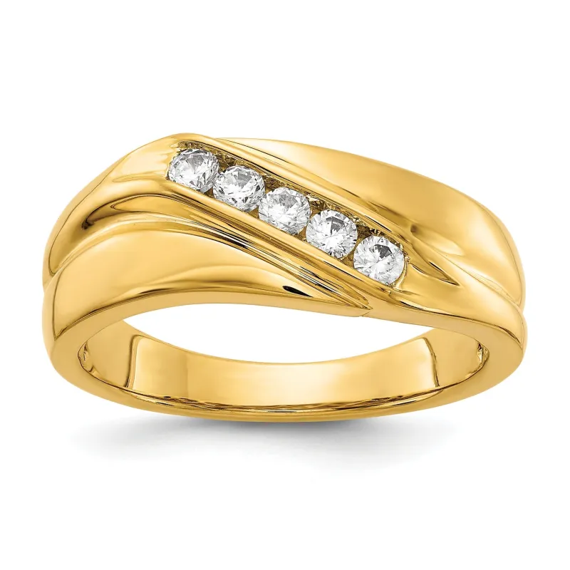 14k Gold 1/3 ct Lab Grown Diamond Five Stone Men's Ring made by Zulily