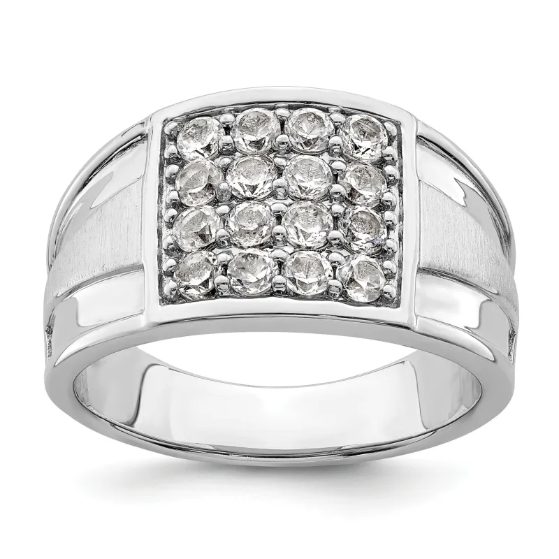 14k White Gold 1 1/2 ct Lab Grown Diamond Cluster Men's Square Ring made by Zulily