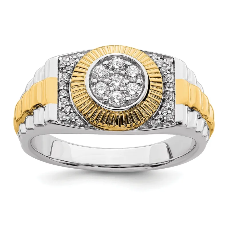 10k Two-Tone 1/3 ct Lab Grown Diamond Cluster Men's Ring made by Zulily