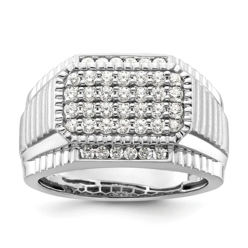 14k White Gold Lab Grown Diamond Men's Cluster Ring 7/8 ct made by Zulily