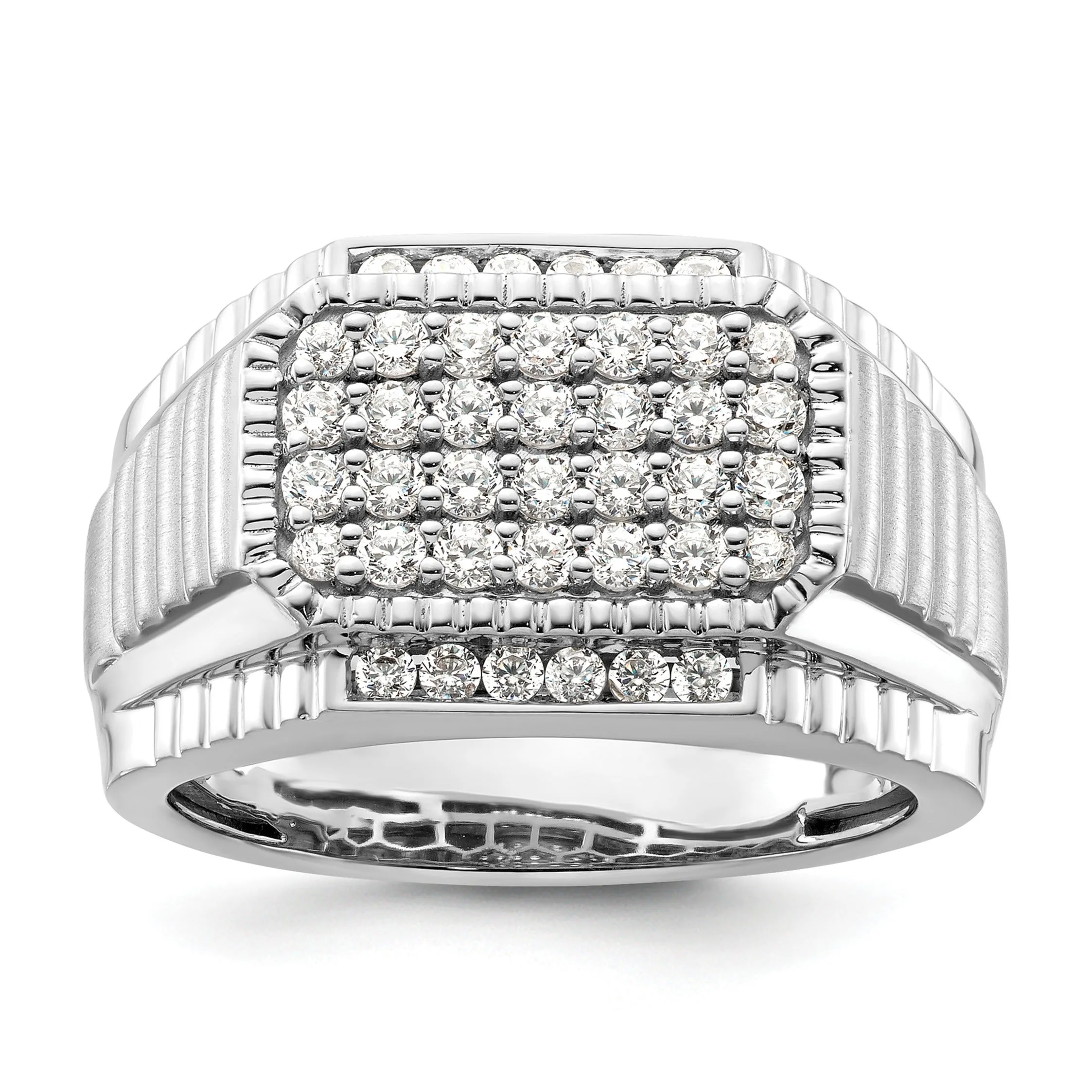 14k White Gold Lab Grown Diamond Men's Cluster Ring 7/8 ct sold by Zulily