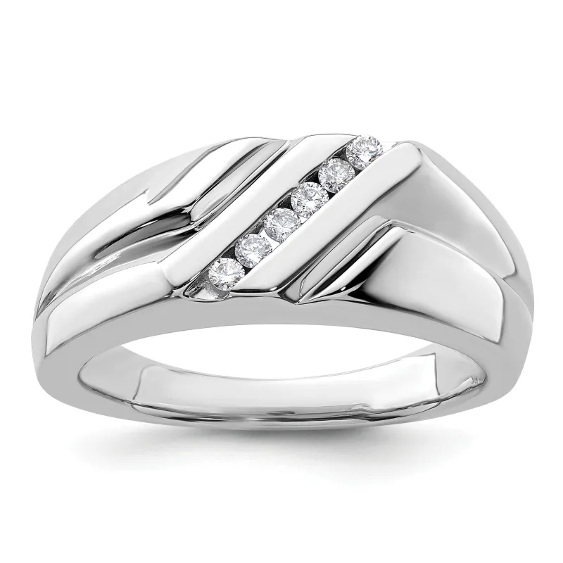 14k White Gold 1/6 ct Lab Grown Diamond Six Stone Men's Ring made by Zulily