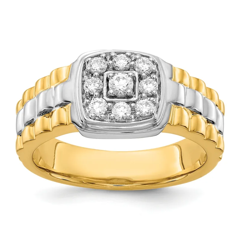 14k Two-Tone 3/8 ct Lab Grown Diamond Cluster Men's Ring made by Zulily