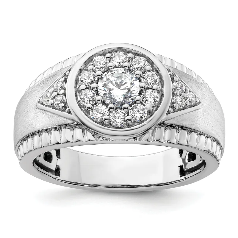 14k White Gold 1 ct Round Lab Grown Diamond Men's Cluster Ring made by Zulily