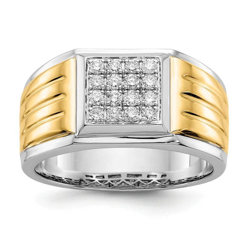 14k Two-Tone 3/8 ct Lab Grown Diamond Cluster Men's Ring made by Zulily