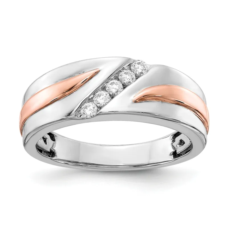 14k Gold 1/5 carat Lab Grown Diamond Five Stone Men's Ring made by Zulily