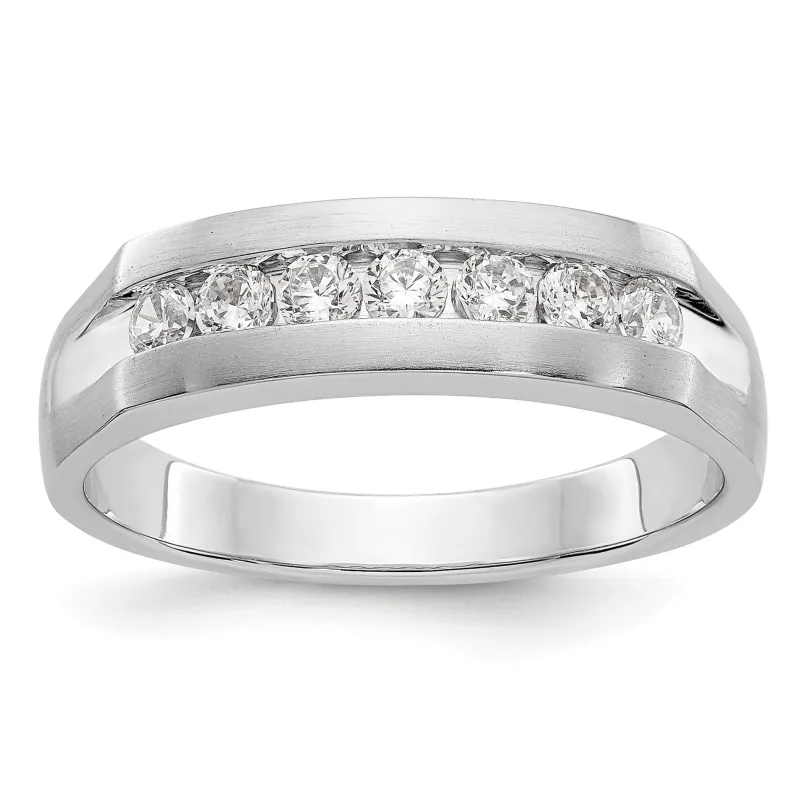Men's 1/2 ct Lab Grown Diamond Channel Band Ring 14K White Gold made by Zulily