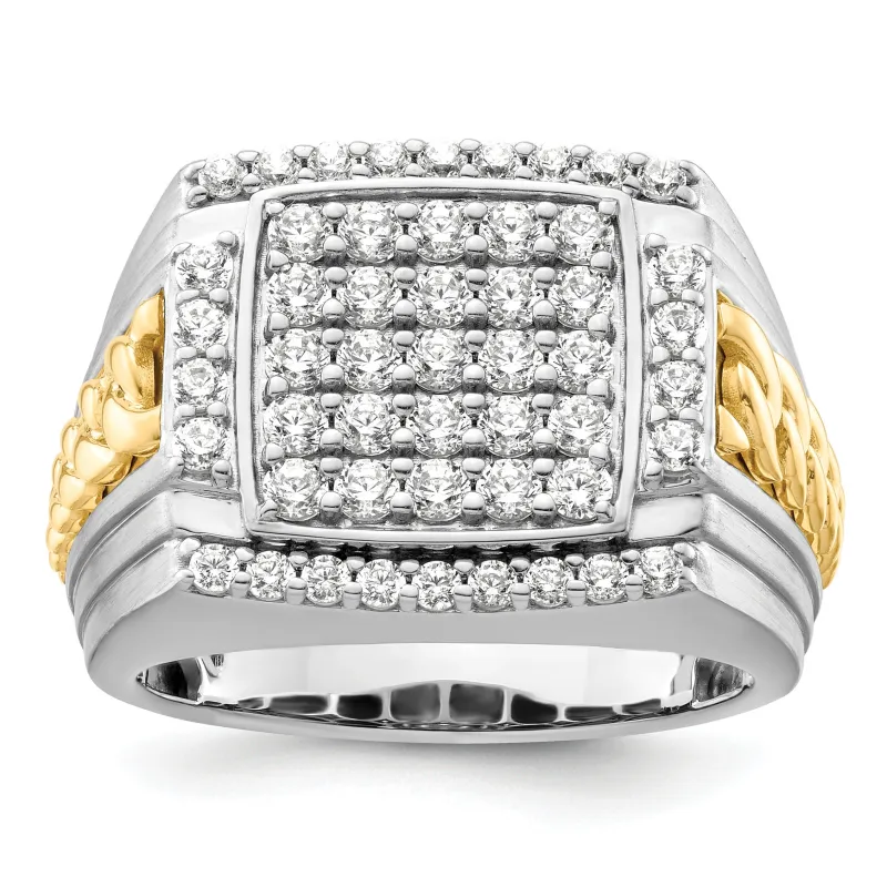14k Two-Tone 1 1/2 ct Lab Grown Diamond Men's square Ring made by Zulily