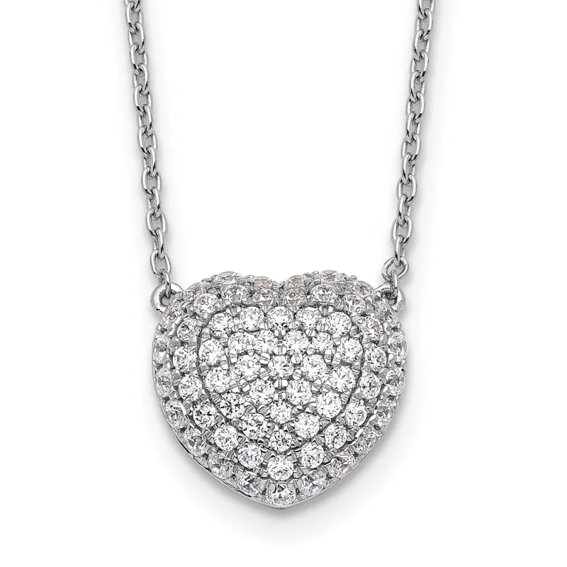 Lab Grown Diamond Cluster Heart Necklace 14K White Gold made by Zulily