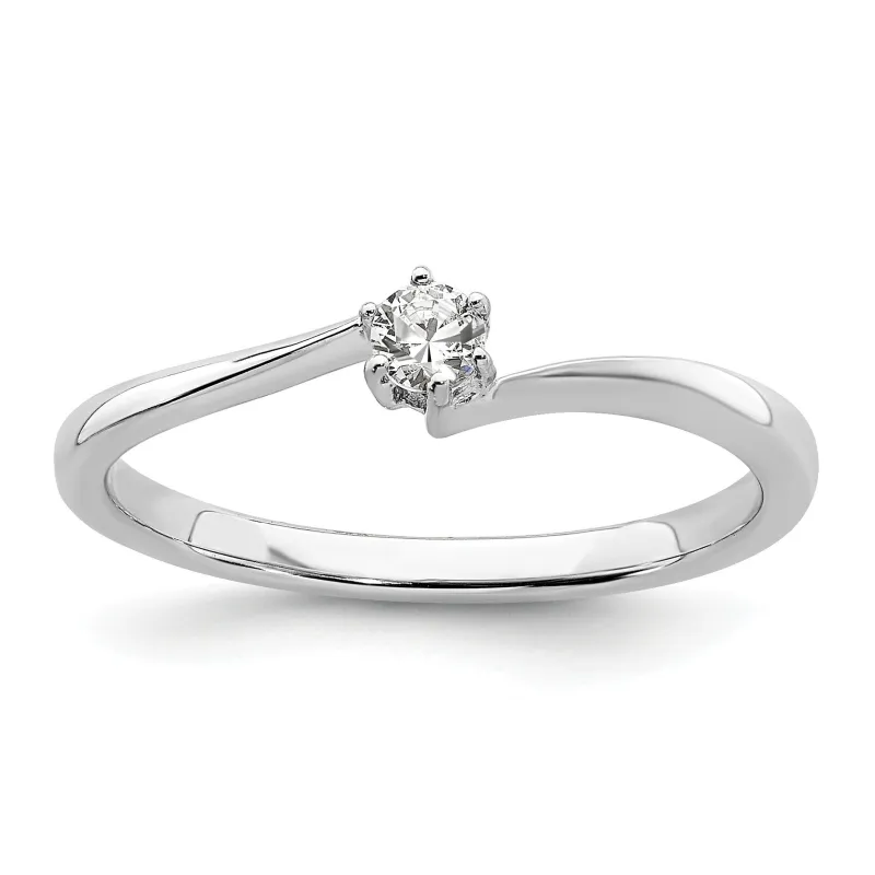 14k White Gold Lab Grown Diamond Petite Engagement Ring 1/8 carat made by Zulily