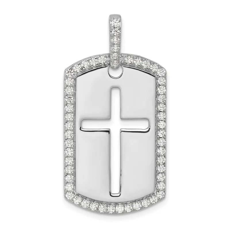 14K Gold 3/4 carat Lab Grown Diamond Cross Dog Tag Pendant made by Zulily