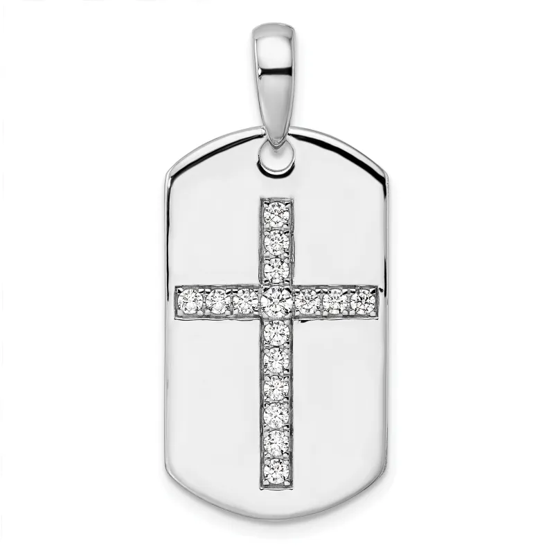 14K Gold Lab Grown Diamond Cross Dog Tag Pendant made by Zulily