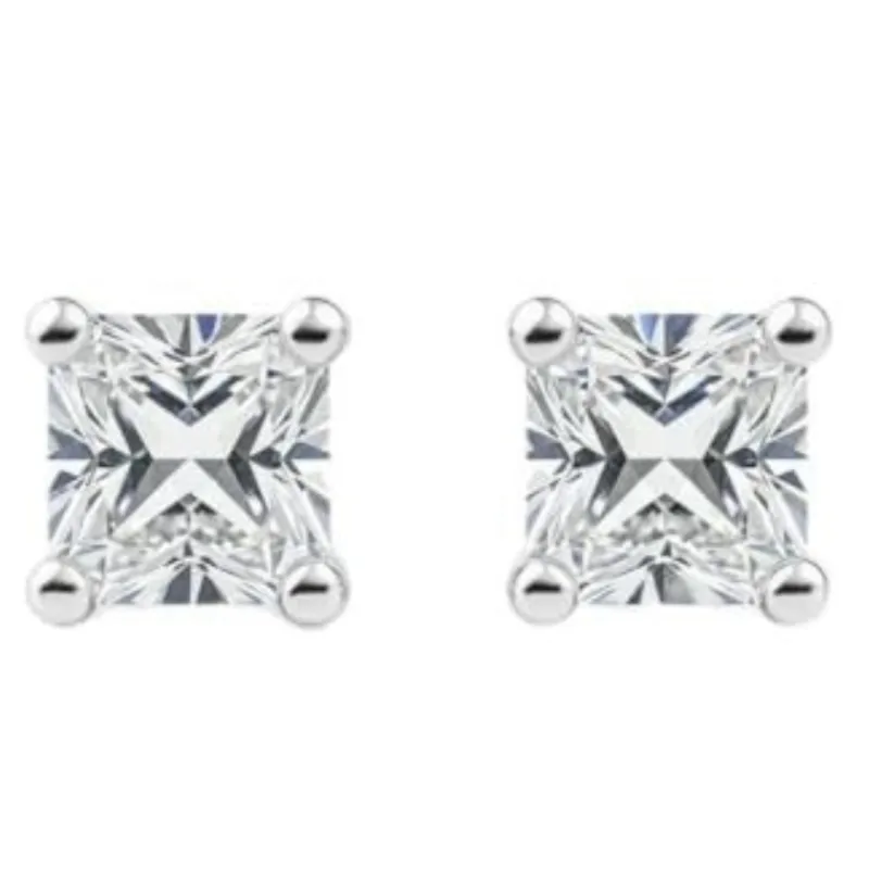 IGI Certified Princess Cut Lab Grown Diamond Solitaire Stud Earrings White Gold made by Zulily