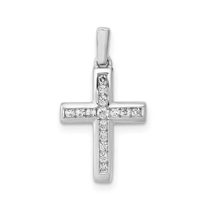 14k White Gold 1/6 carat Lab Grown Diamon Latin Cross Pendant made by Zulily