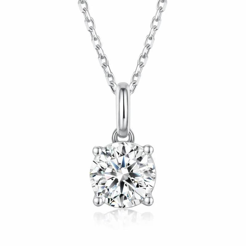 IGI Certified Silver Round Lab Diamond Solitaire Pendant Necklace made by Zulily