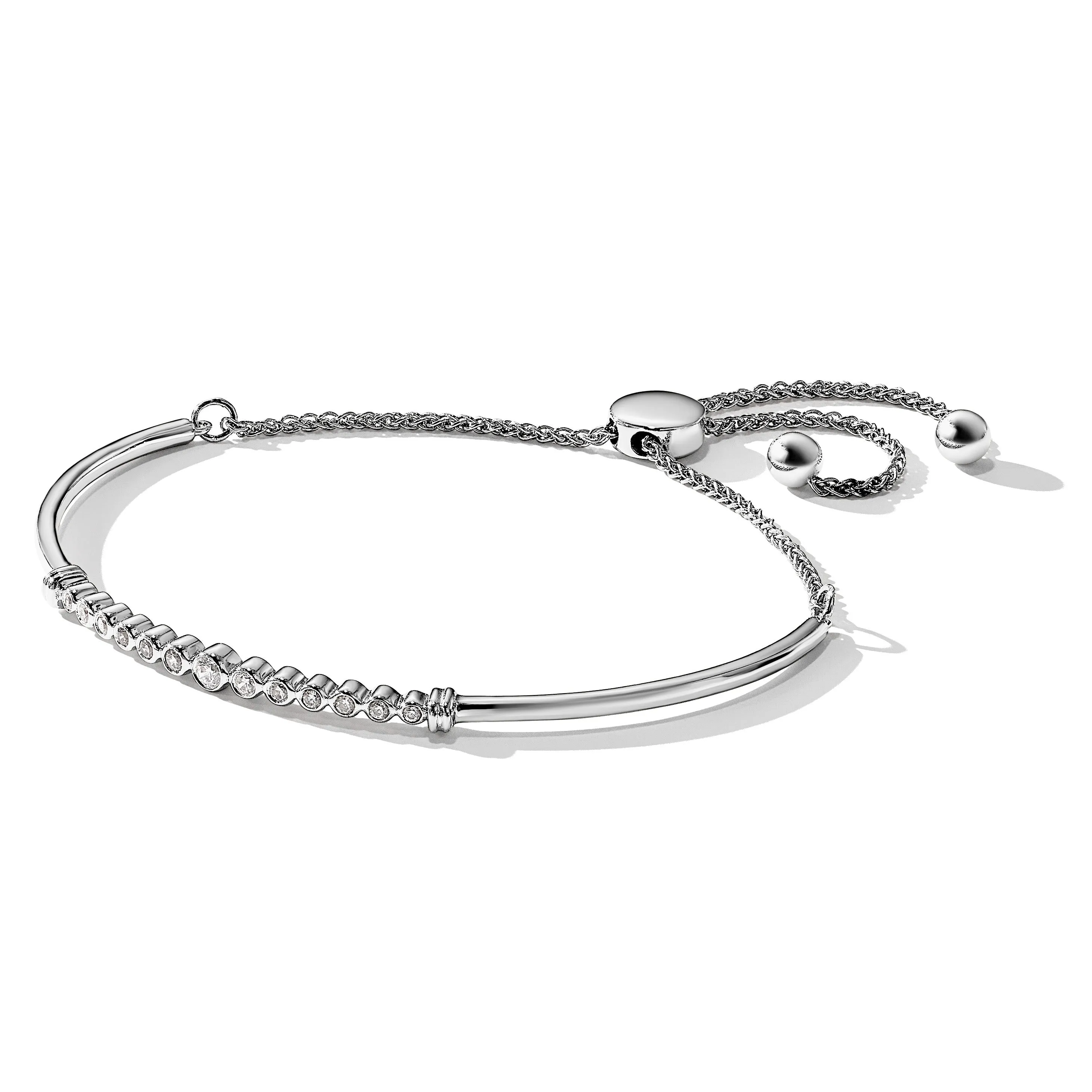 14k White Gold Lab Grown Diamond Adjustable Bolo Bracelet sold by Zulily product image thumbnail 4