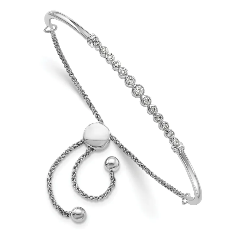 14k White Gold Lab Grown Diamond Adjustable Bolo Bracelet made by Zulily