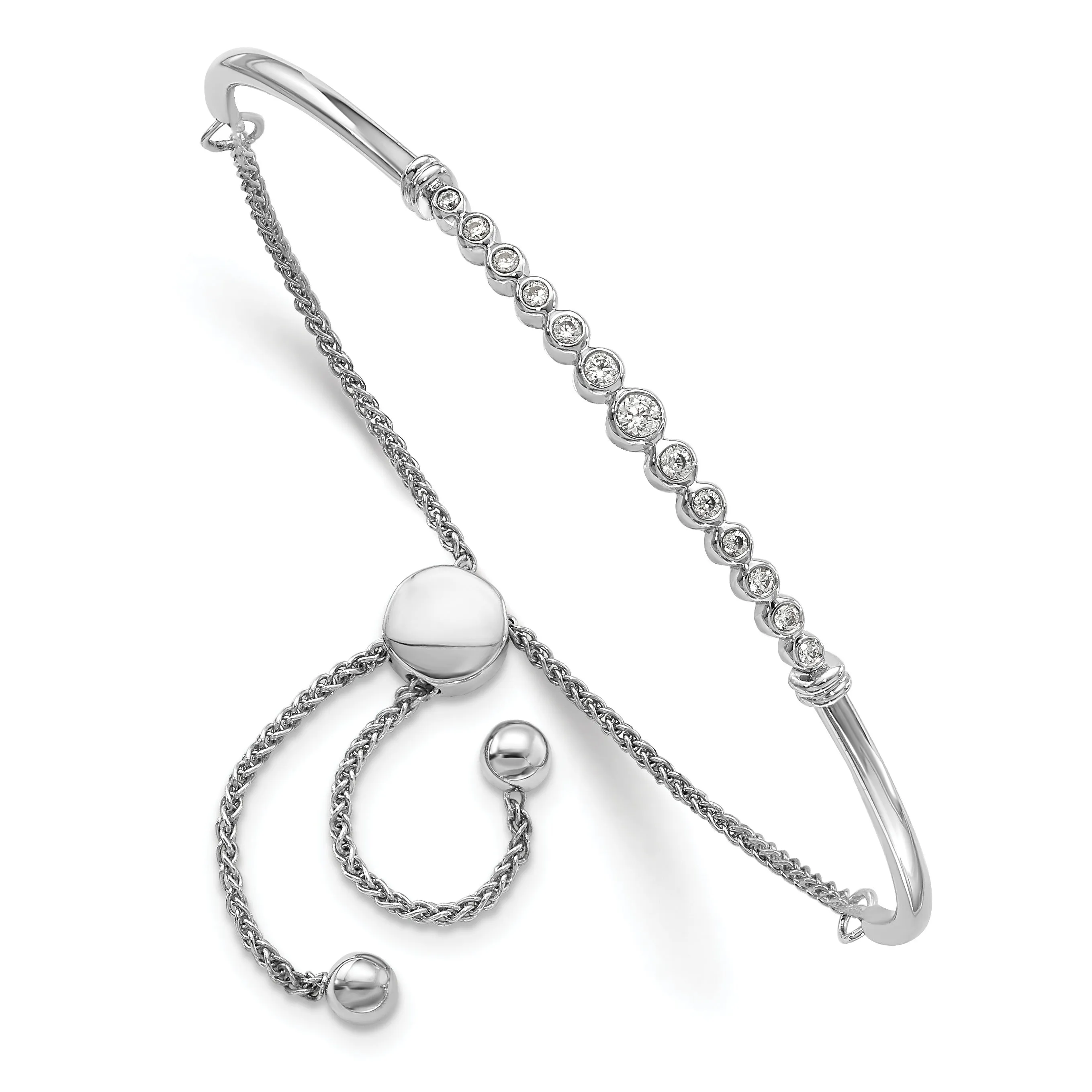 14k White Gold Lab Grown Diamond Adjustable Bolo Bracelet sold by Zulily