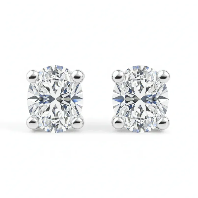 IGI Certified Oval Lab Grown Diamond Solitaire Stud Earrings White Gold made by Zulily