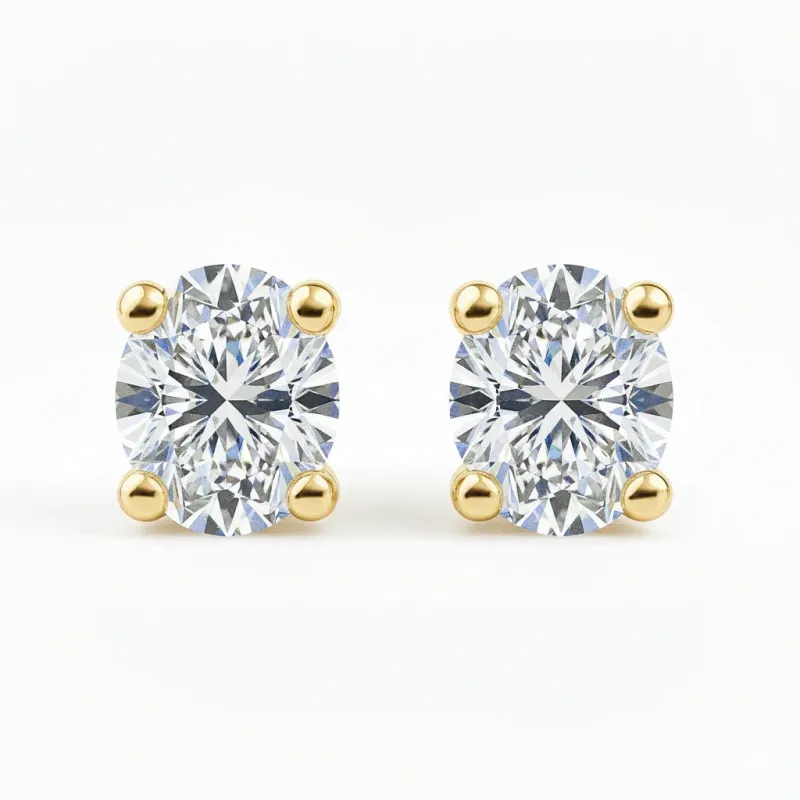 IGI Certified Oval Lab Grown Diamond Solitaire Stud Earrings Yellow Gold made by Zulily
