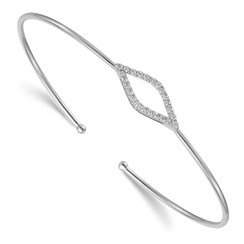 14k White Gold Lab Grown Diamond Flexible Cuff Bangle Bracelet made by Zulily