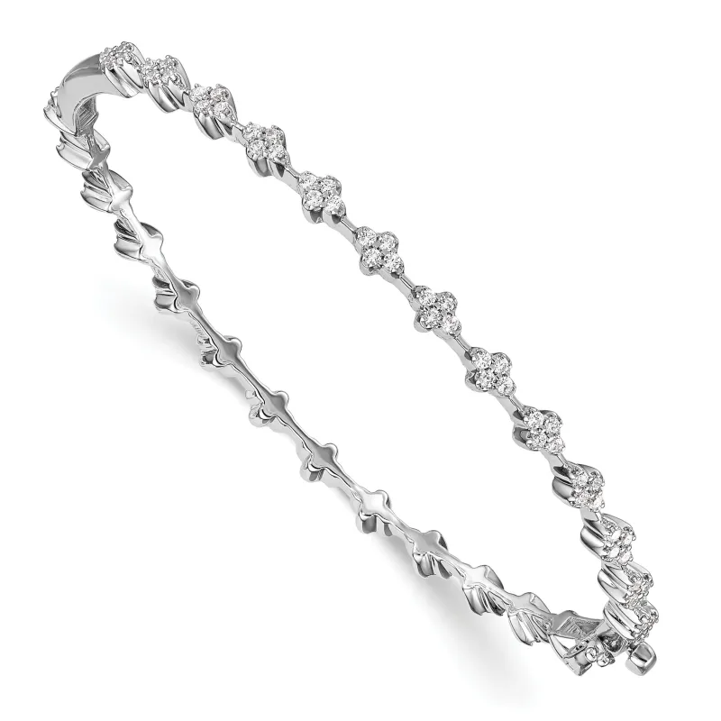 14k White Gold 1 Carat Lab Diamond Hinged Bangle Bracelet made by Zulily