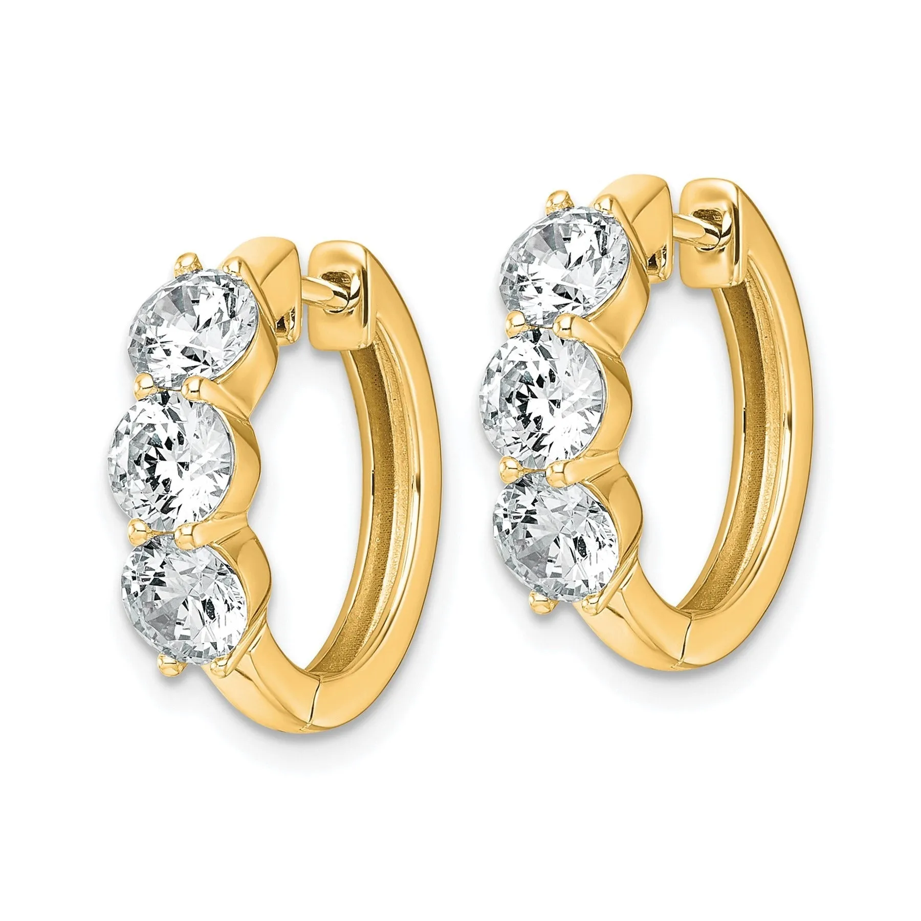 14K Yellow Gold Lab Grown Diamond Three Stone Hoop Earrings 3 Ct sold by Zulily product image thumbnail 3