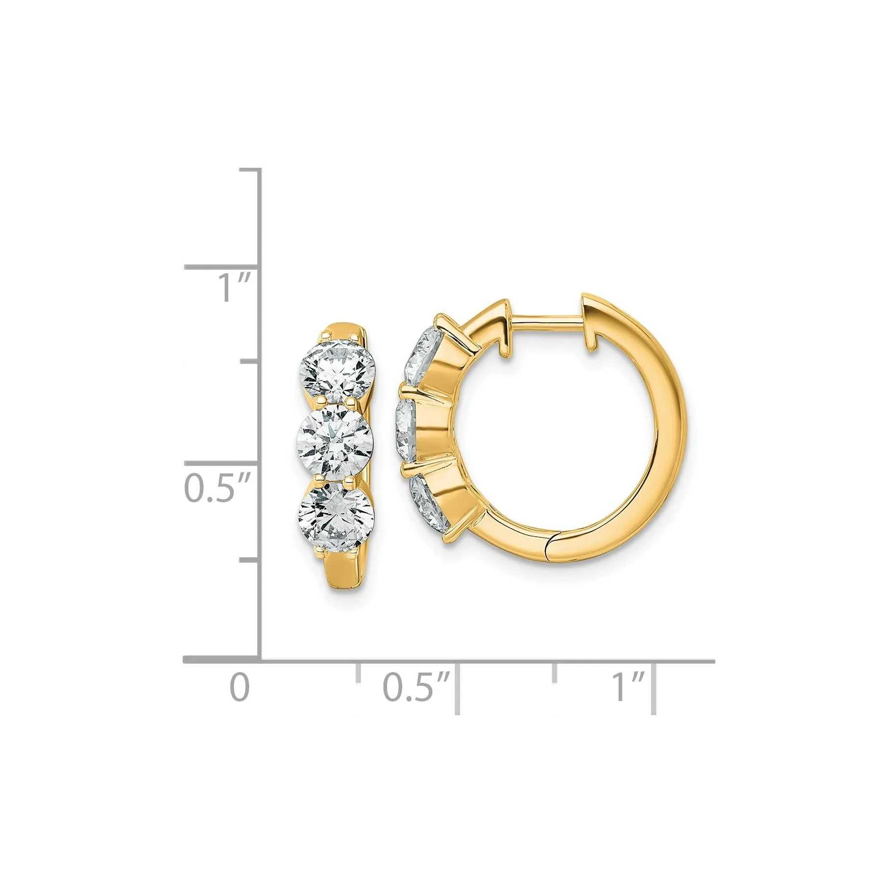 14K Yellow Gold Lab Grown Diamond Three Stone Hoop Earrings 3 Ct sold by Zulily product image thumbnail 2