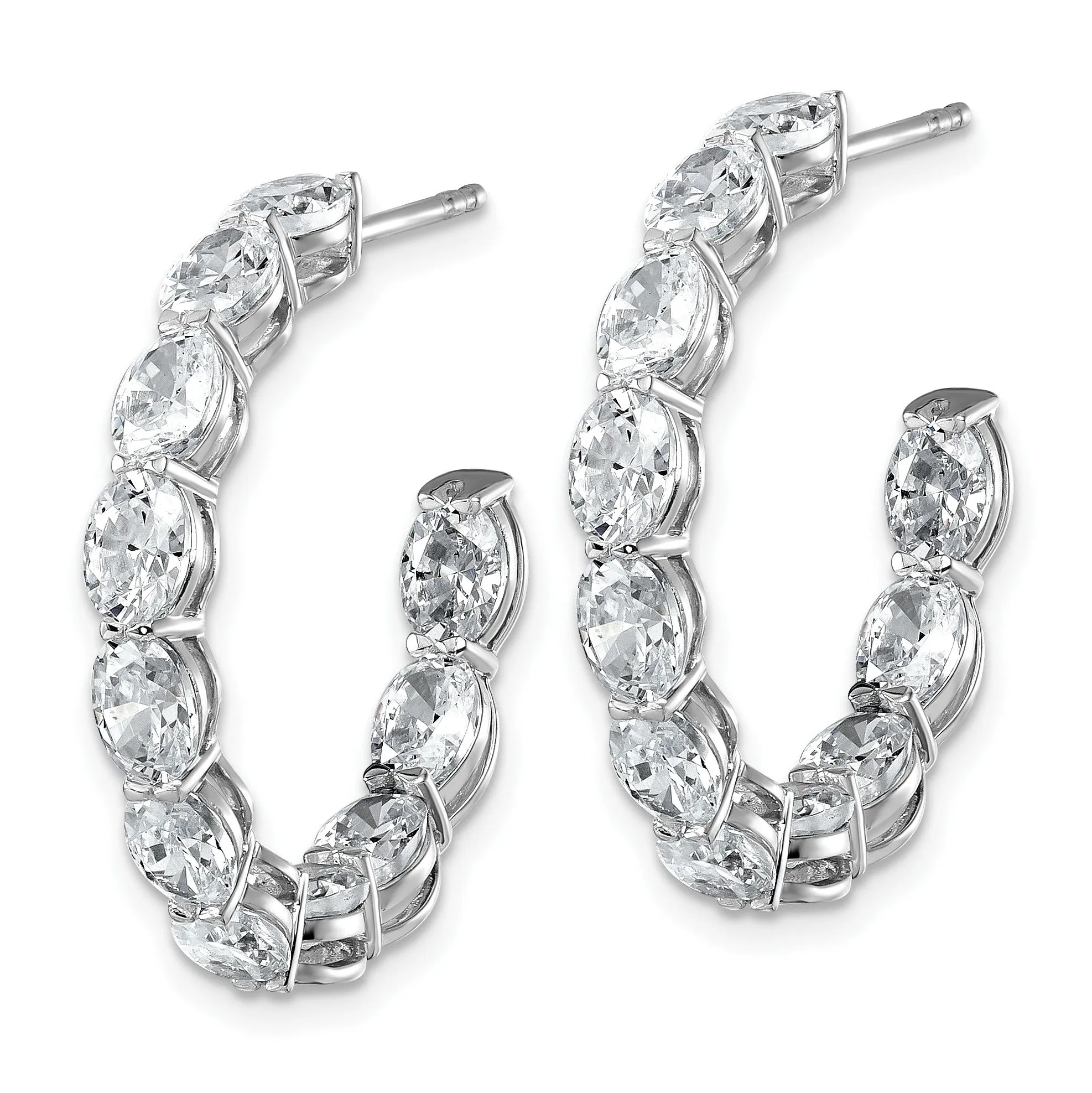 14k White Gold Lab Grown Diamond Oval Tennis Hoop Earrings 6 Ct sold by Zulily product image thumbnail 3