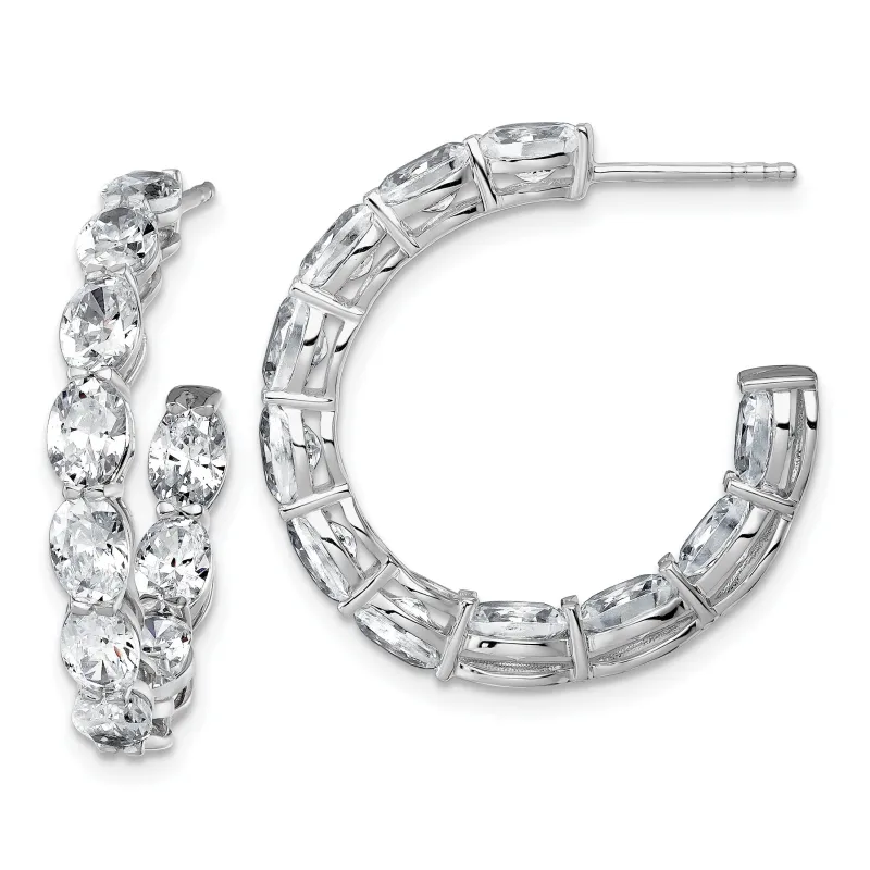 14k White Gold Lab Grown Diamond Oval Tennis Hoop Earrings 6 Ct made by Zulily