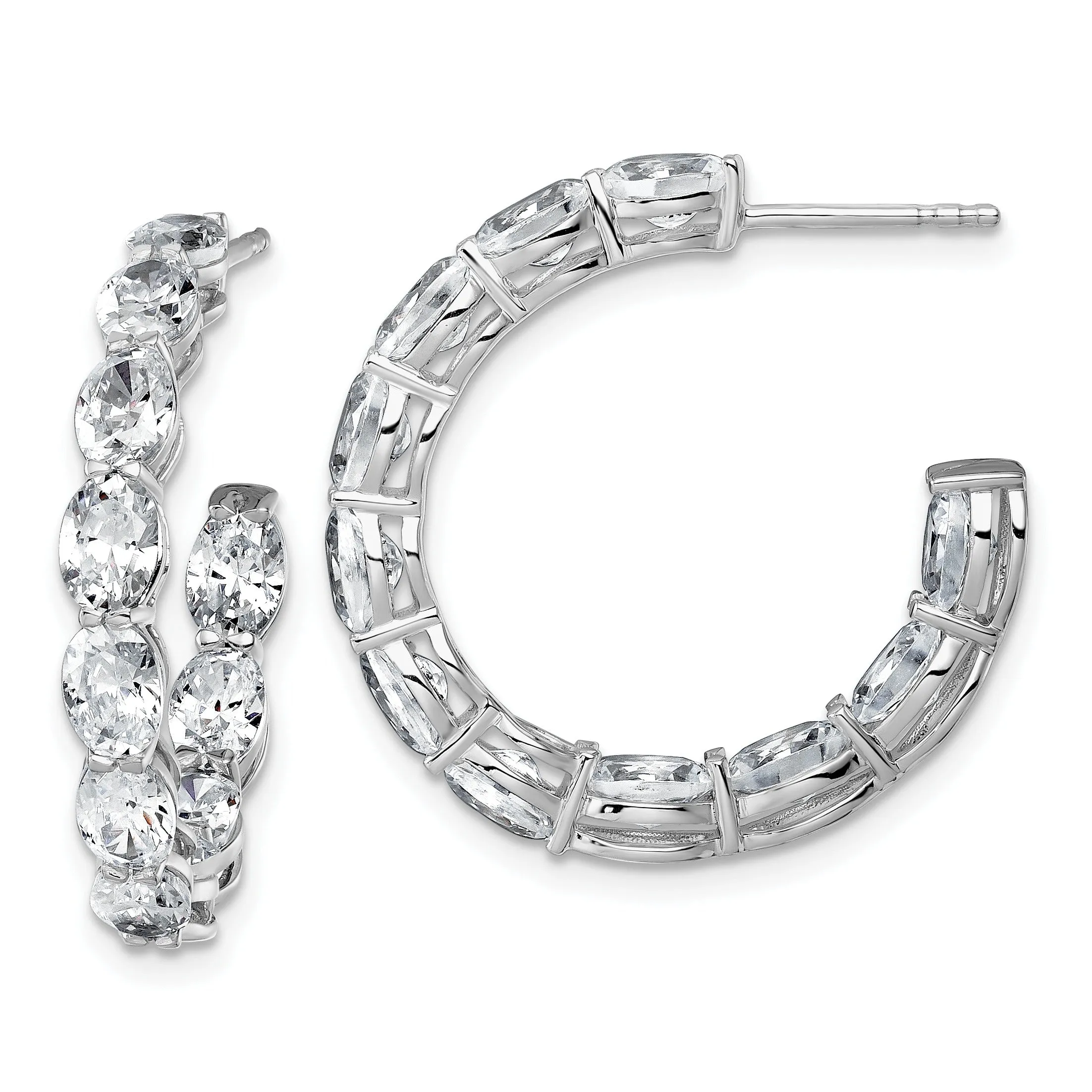 14k White Gold Lab Grown Diamond Oval Tennis Hoop Earrings 6 Ct sold by Zulily