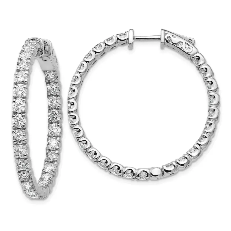 14K Gold Lab Grown Diamond Round In and Out Safety Clasp Hoop Earrings made by Zulily