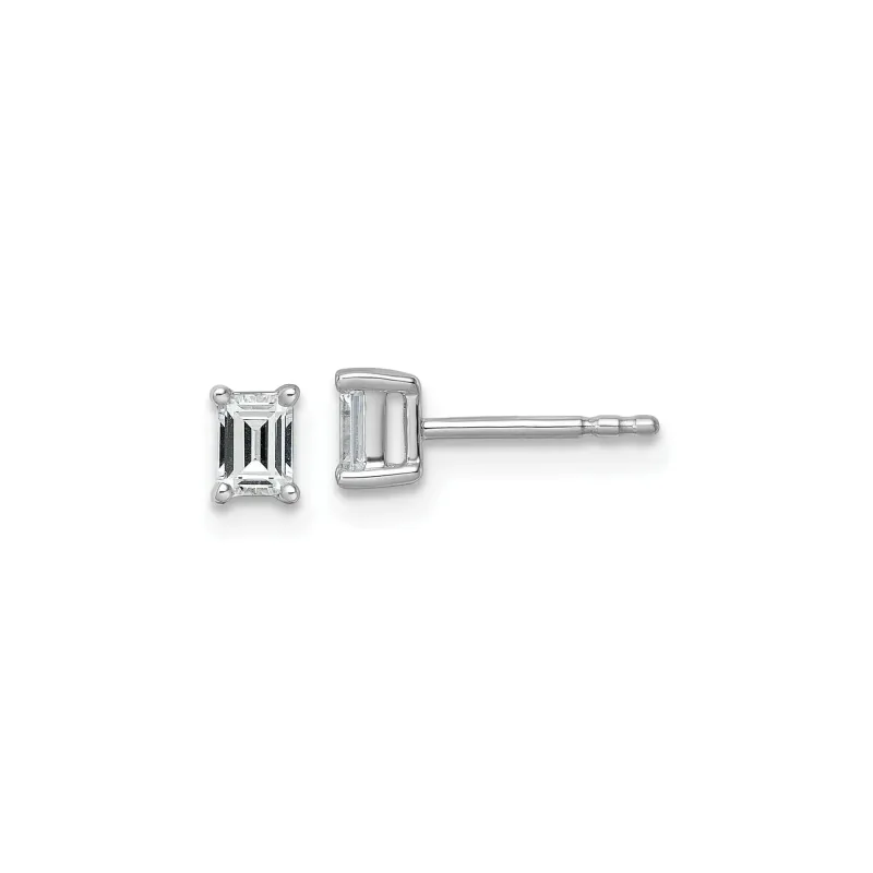 14K Gold Lab Grown Diamond Emerald Cut Four Prong Stud Earrings made by Zulily