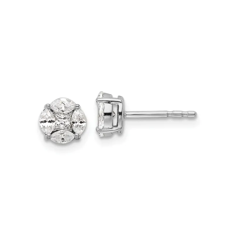 14k White Gold Lab Grown Diamond Round and Marquise Earrings made by Zulily