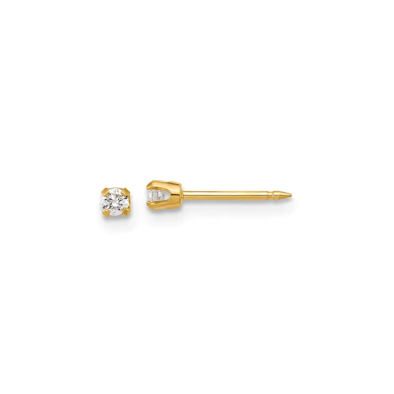 14k Yellow Gold Lab Grown Diamond Short Piercing Stud Earrings made by Zulily