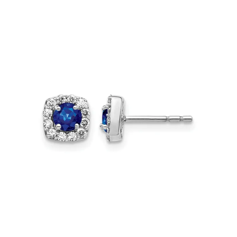 14k White Gold 1/5 carat Lab Grown Diamond Created Sapphire Stud Earrings made by Zulily