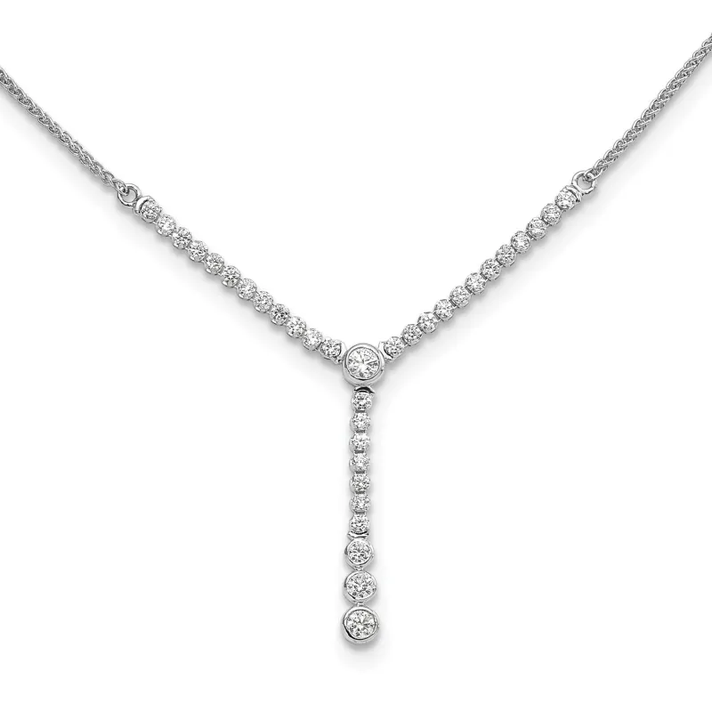 14k White Gold Lab Grown Diamond Tennis Style Bolo Necklace 1 ctw made by Zulily