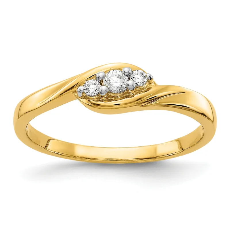 14K Yellow Gold Lab Grown Diamond Three Stone Ring made by Zulily