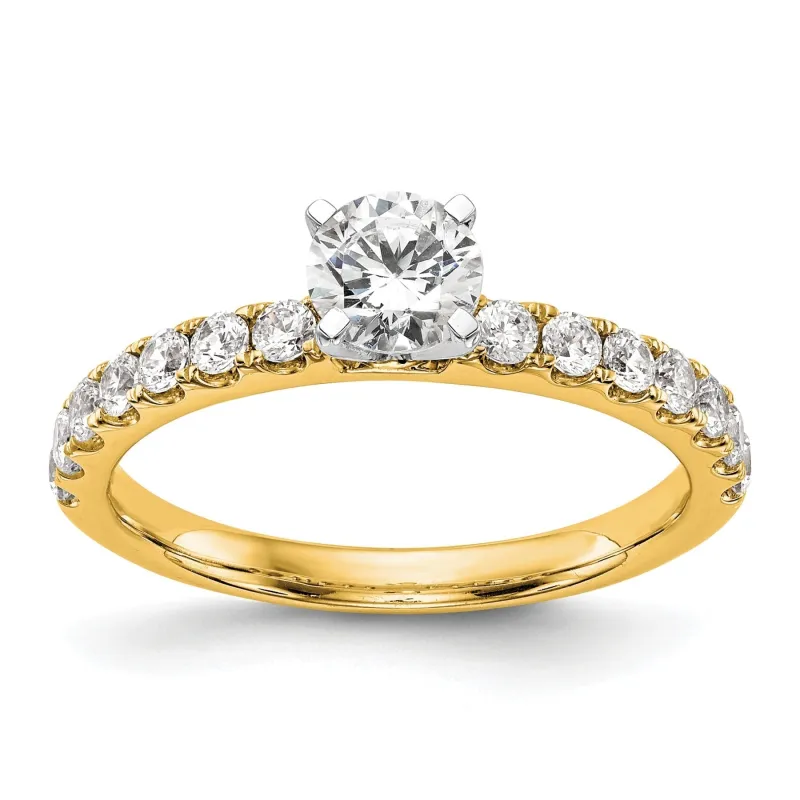 14K Gold Lab Diamond Solitaire Pave Ring made by Zulily