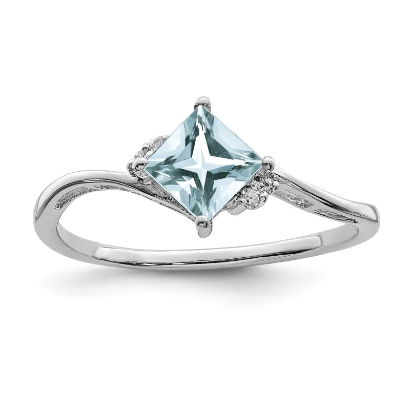 Diamond and Aquamarine Bypass Ring made by Zulily