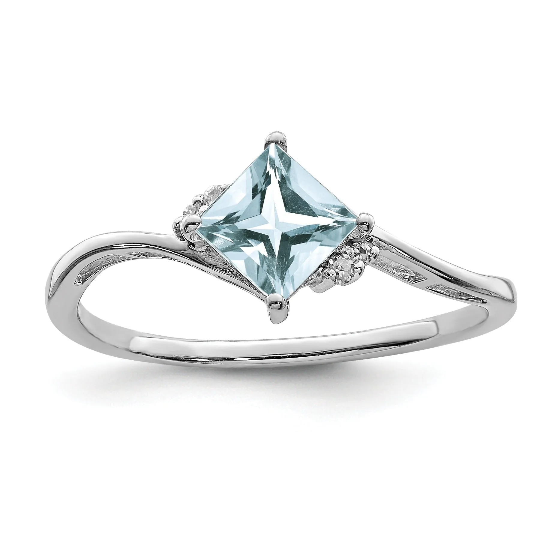 Diamond and Aquamarine Bypass Ring sold by Zulily