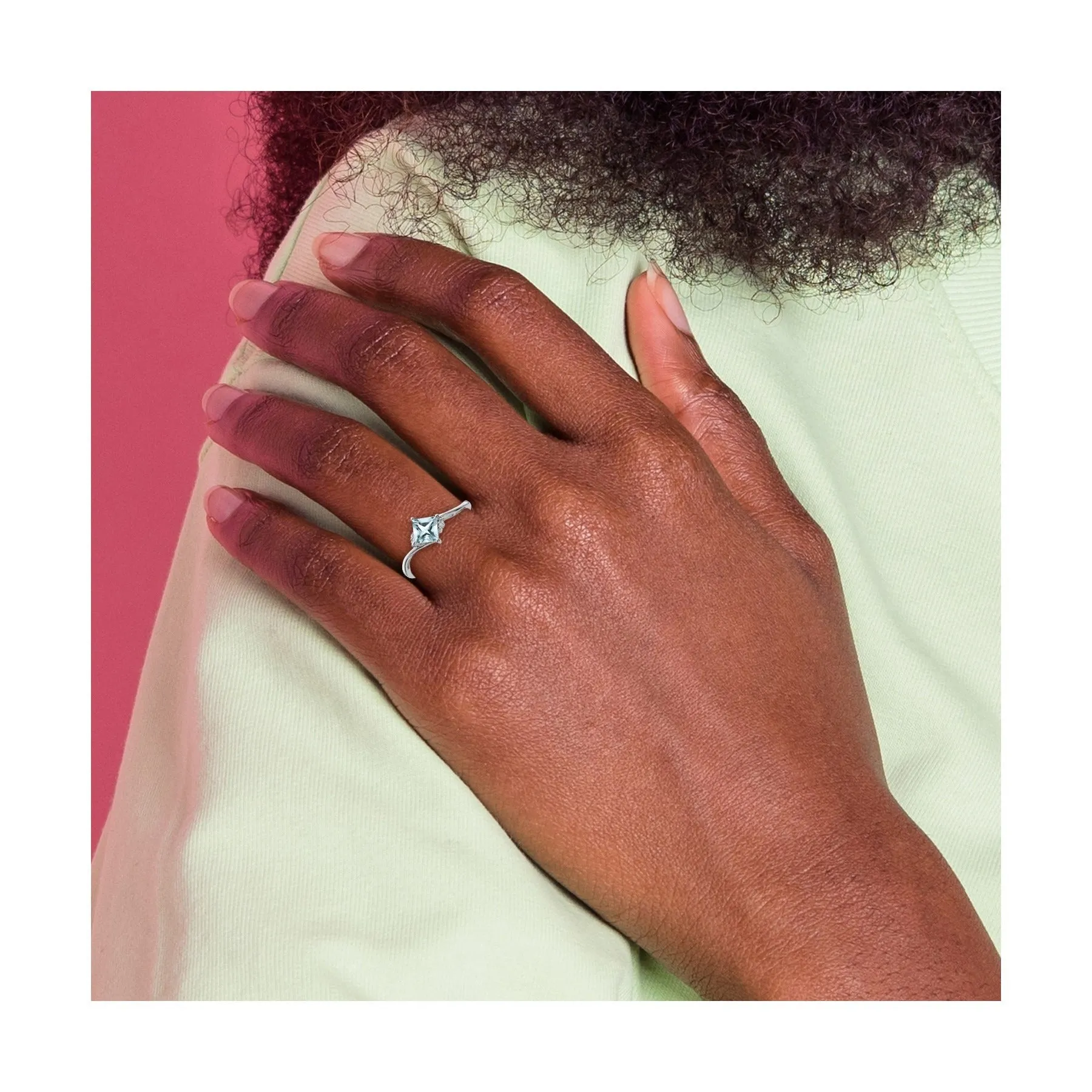 Diamond and Aquamarine Bypass Ring sold by Zulily product image thumbnail 2