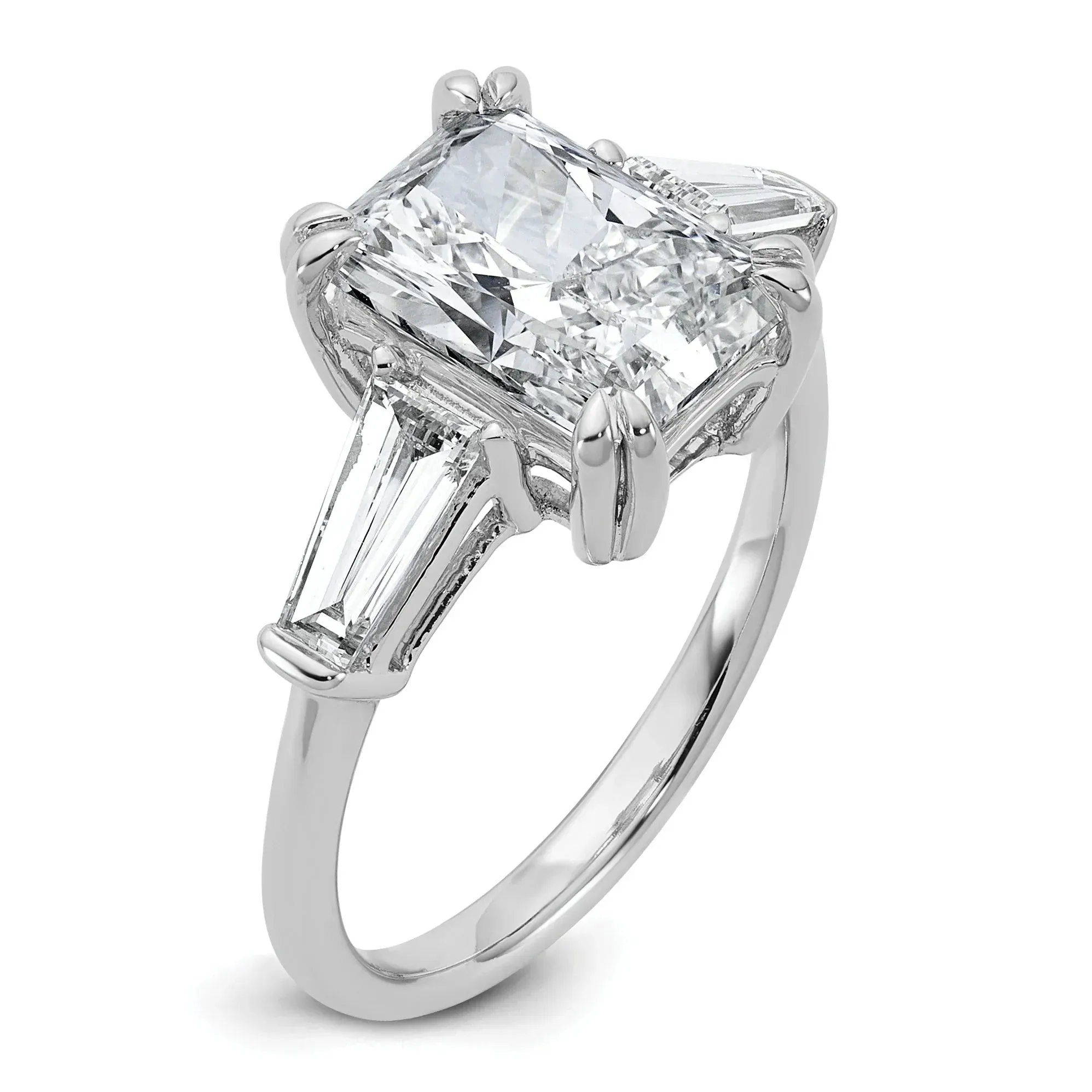 14K White Gold Lab Grown Diamond Baguette 3-Stone Bridal Rings sold by Zulily product image thumbnail 4