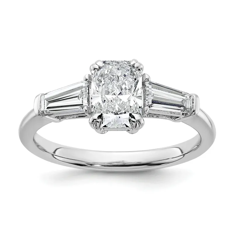 14K White Gold Lab Grown Diamond Baguette 3-Stone Bridal Rings made by Zulily