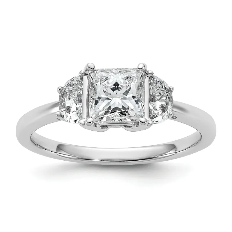 Lab Grown Diamond Princess and Half-moon 3-Stone Bridal Ring made by Zulily