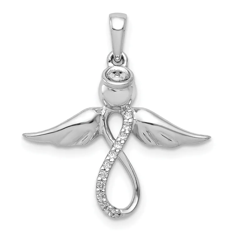14k White Gold Diamond Infinity Angel Wing Pendant made by Zulily